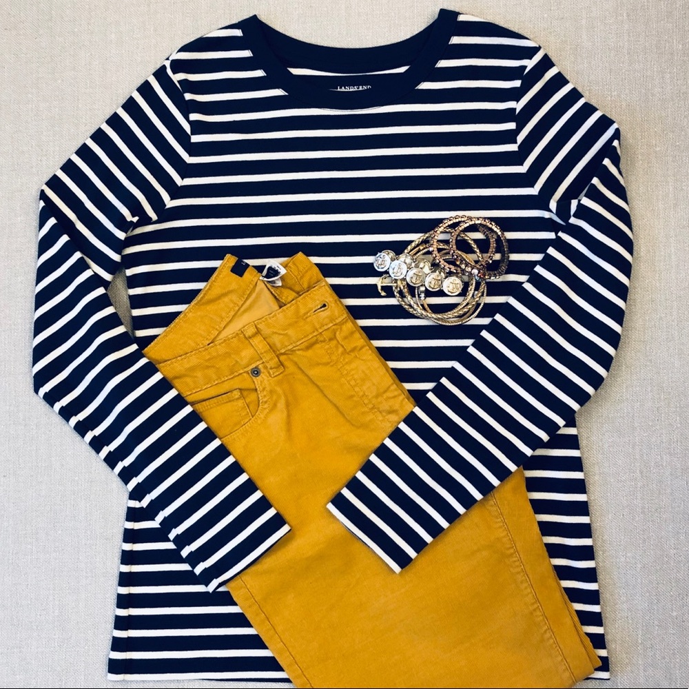 NWT Lands’ End Stripe Rib Crew Sz S 6-8